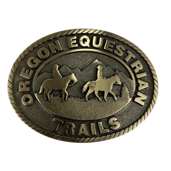 Vintage Oregon Equestrian Trails Belt Buckle 1997 by Creative Castings #11287 - Picture 1 of 3